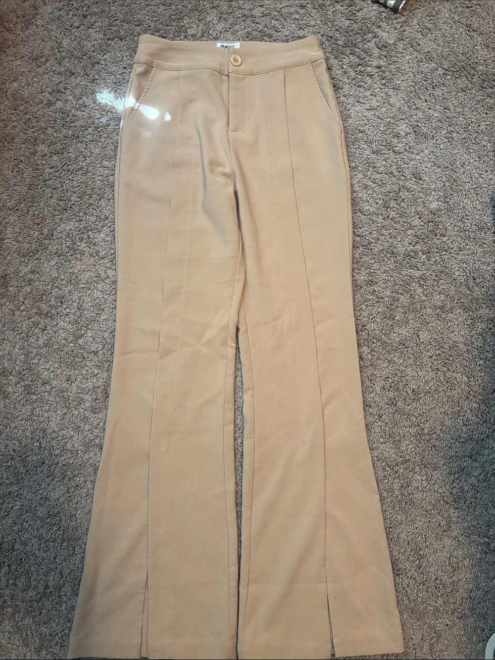 Princess Polly Beige Boot-Cut Flare Pants with Front Seams